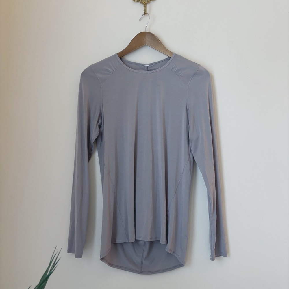 Lululemon Dark Chrome Timeless Twist Open Back Long Sleeve Yoga Top Sz 6
